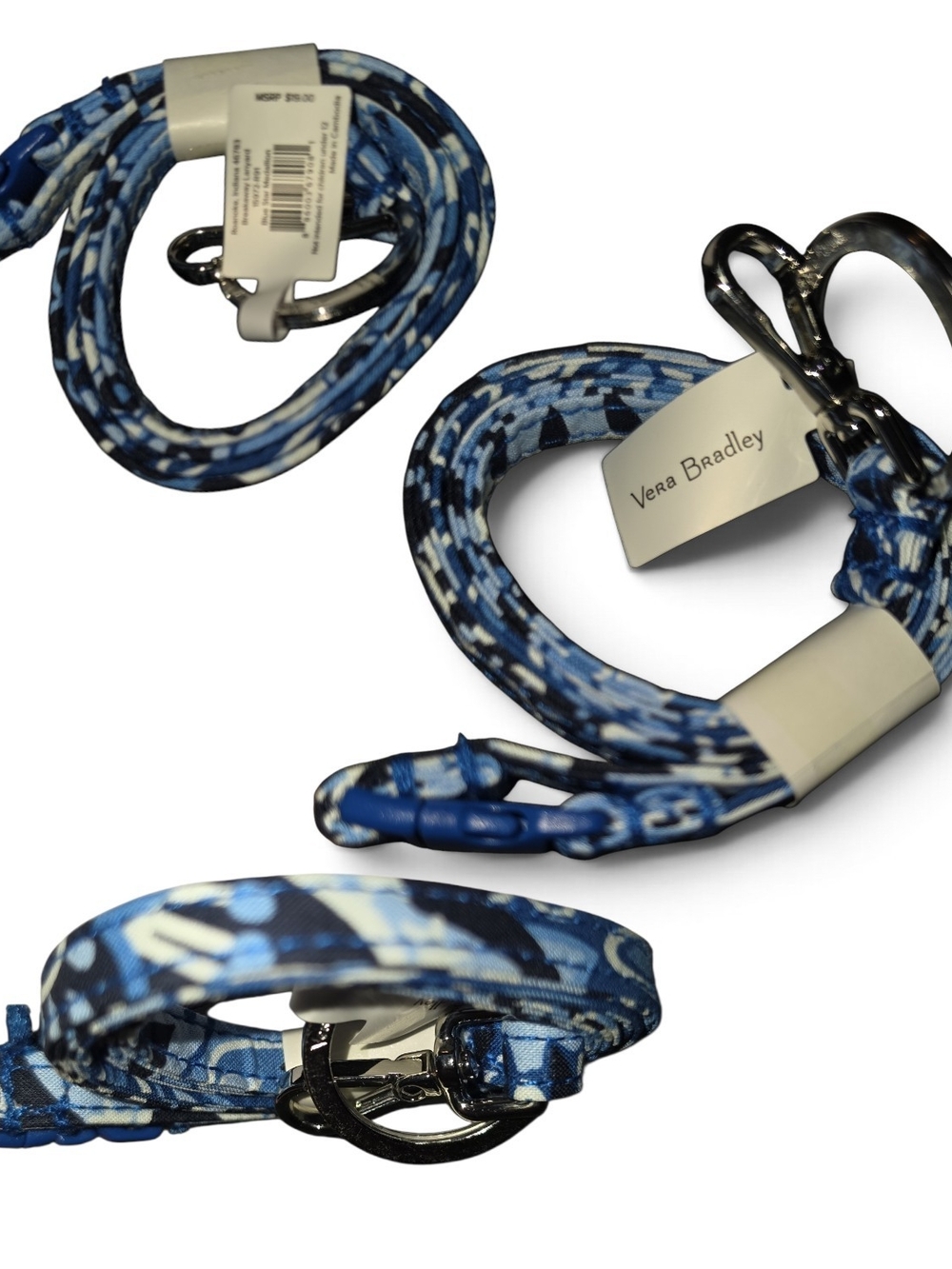 Vera Bradley Blue Patterned Lanyard with Metal Clasp NWT